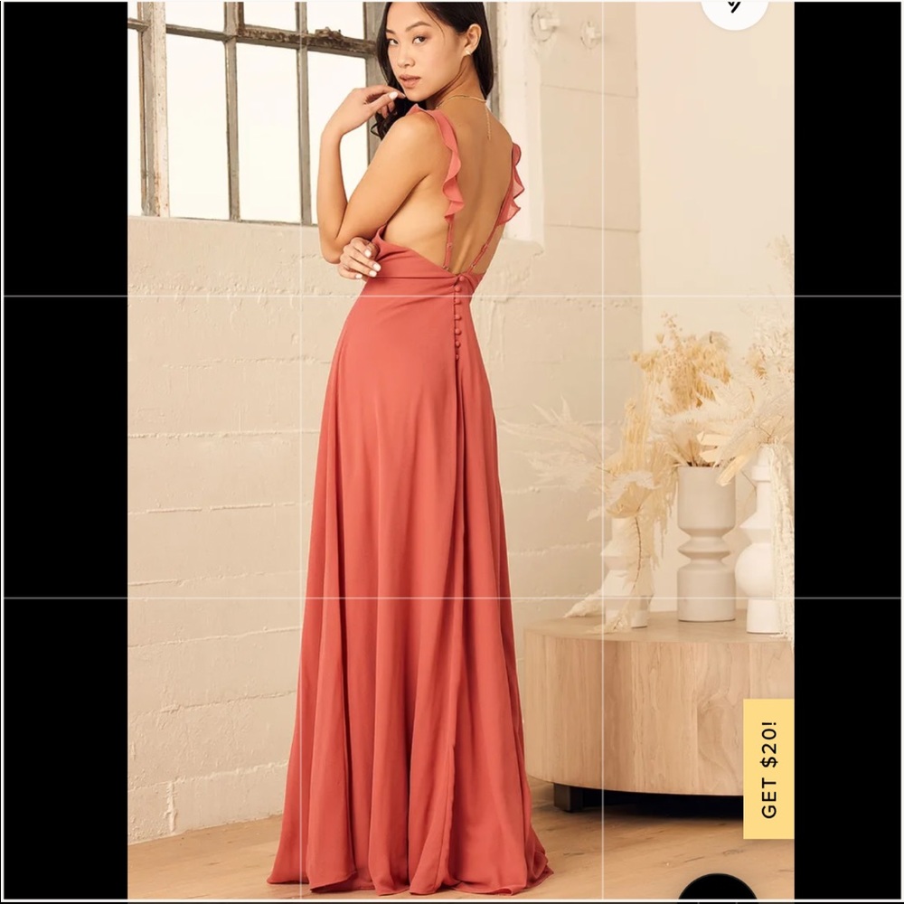 Lulu’s Meteoric Rise Rusty Rose Maxi Dress (size M)